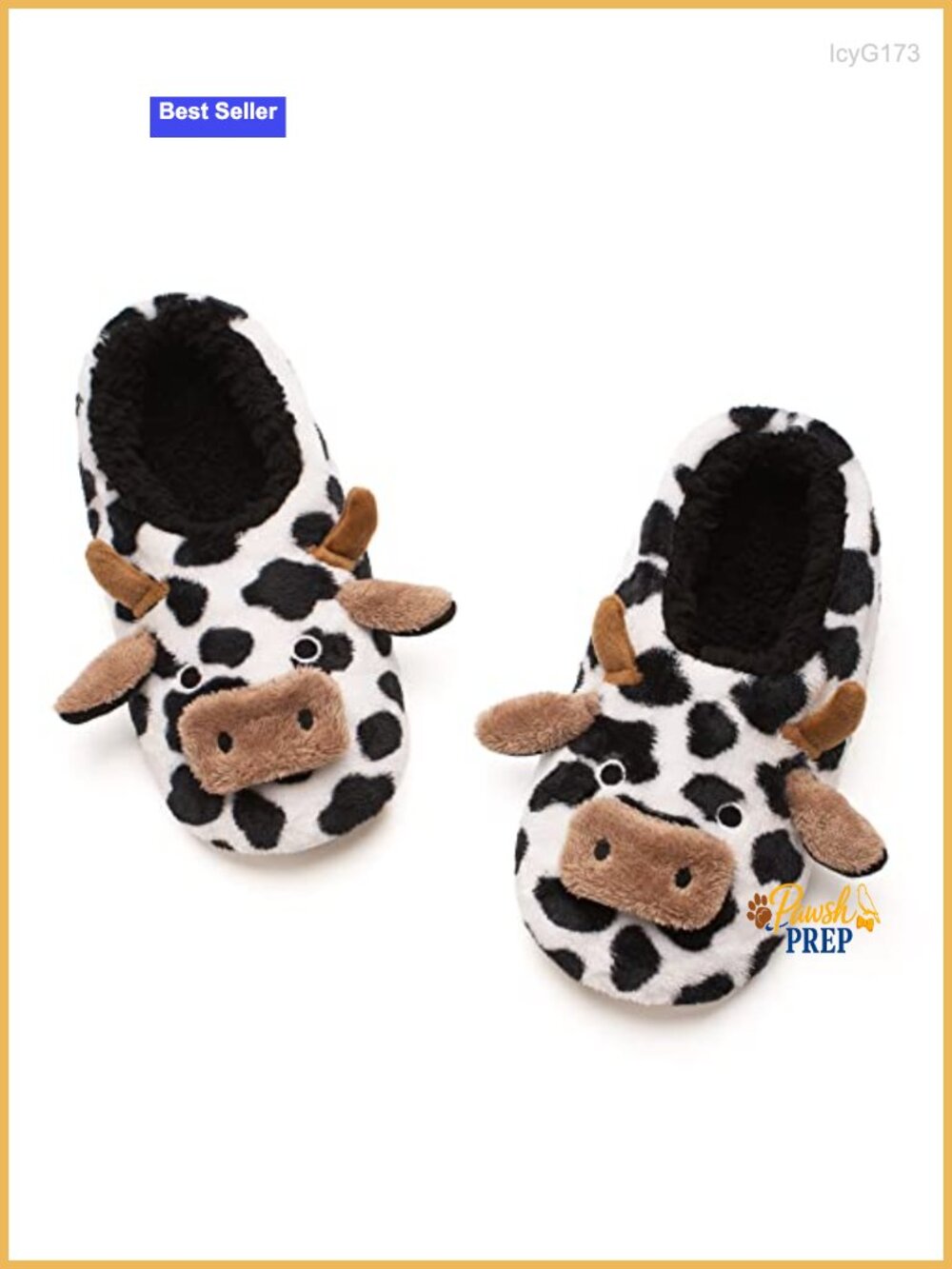 Cute Cow Animal Slippers for Women with Non Slip Grippers, Soft Plush, Memory
